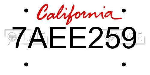 7AEE259 California License Plate