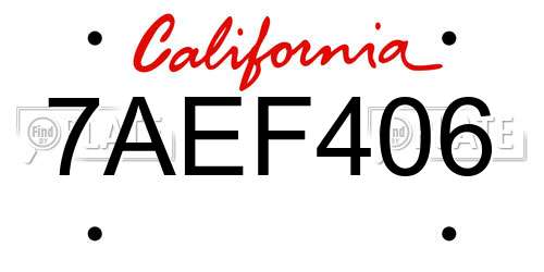 7AEF406 California License Plate