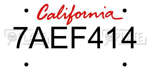 7AEF414 California License Plate