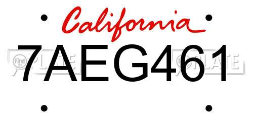 7AEG461 California License Plate