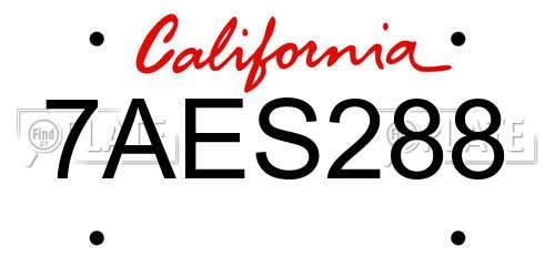 7AES288 California License Plate