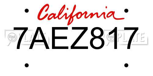 7AEZ817 California License Plate