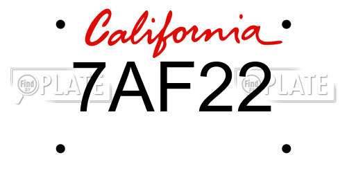 7AF22 California License Plate