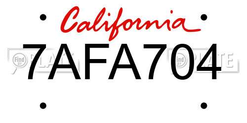 7AFA704 California License Plate