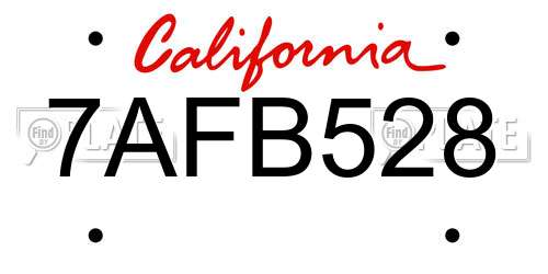 7AFB528 California License Plate