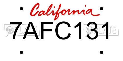 7AFC131 California License Plate