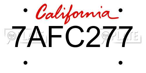 7AFC277 California License Plate