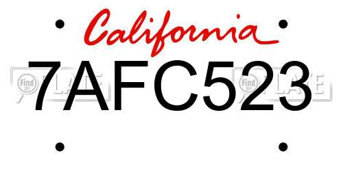 7AFC523 California License Plate