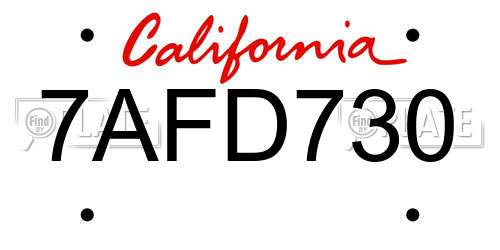 7AFD730 California License Plate