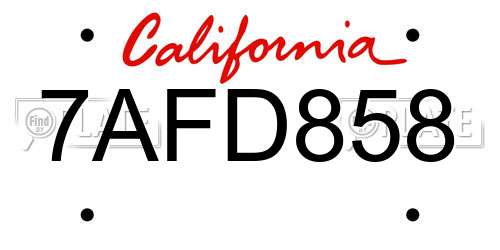7AFD858 California License Plate