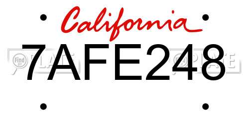 7AFE248 California License Plate