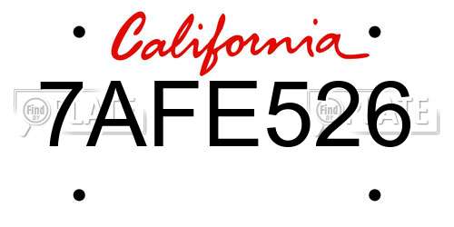 7AFE526 California License Plate
