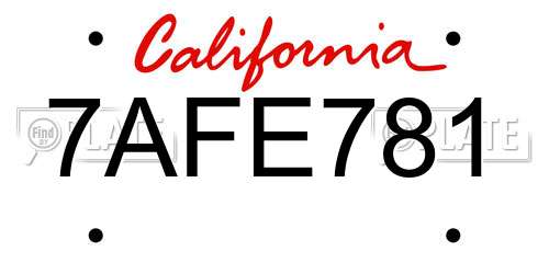 7AFE781 California License Plate
