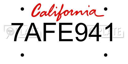 7AFE941 California License Plate