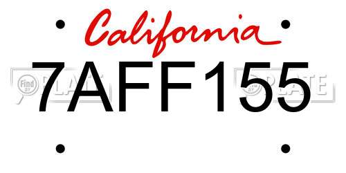 7AFF155 California License Plate