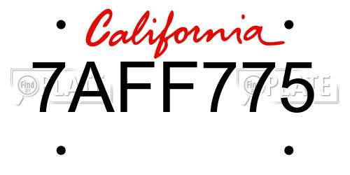 7AFF775 California License Plate
