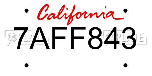 7AFF843 California License Plate