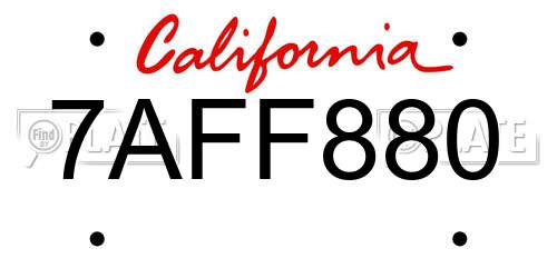 7AFF880 California License Plate