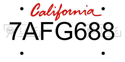 7AFG688 California License Plate