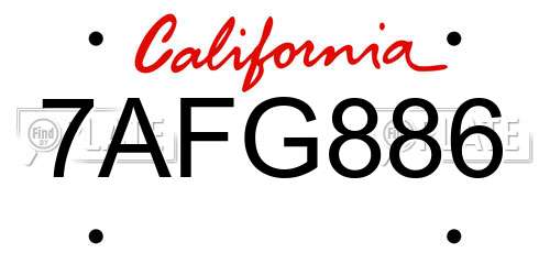 7AFG886 California License Plate