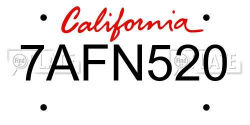 7AFN520 California License Plate