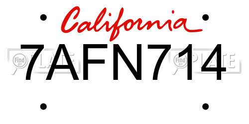 7AFN714 California License Plate
