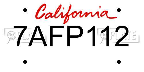 7AFP112 California License Plate