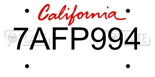 7AFP994 California License Plate