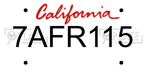 7AFR115 California License Plate