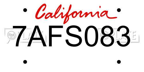 7AFS083 California License Plate
