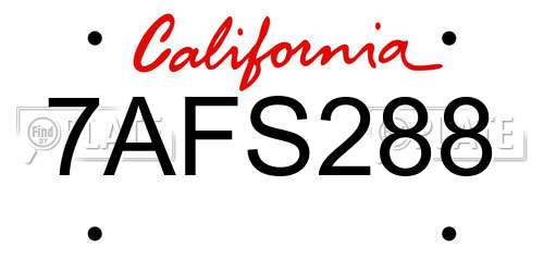 7AFS288 California License Plate