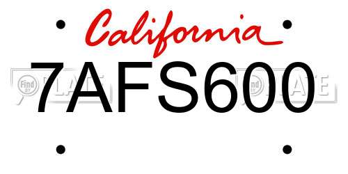 7AFS600 California License Plate