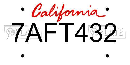 7AFT432 California License Plate