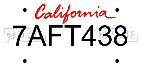7AFT438 California License Plate