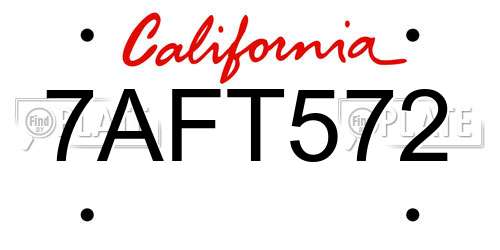 7AFT572 California License Plate