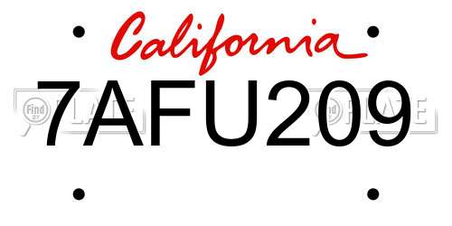 7AFU209 California License Plate