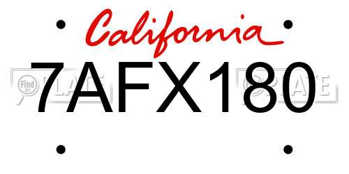 7AFX180 California License Plate