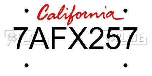 7AFX257 California License Plate