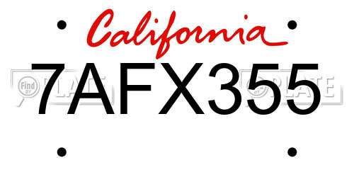 7AFX355 California License Plate