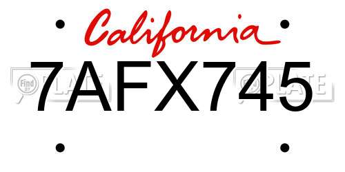 7AFX745 California License Plate