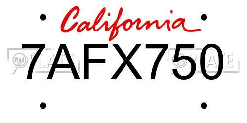 7AFX750 California License Plate