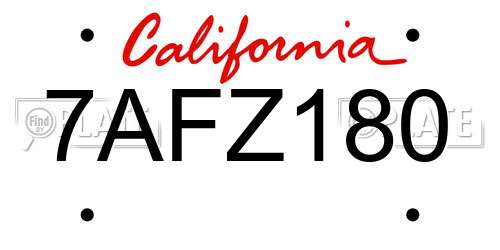 7AFZ180 California License Plate