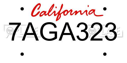7AGA323 California License Plate