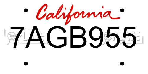 7AGB955 California License Plate