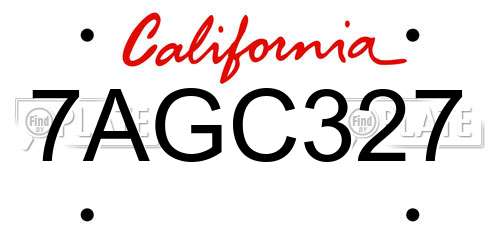 7AGC327 California License Plate