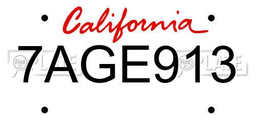 7AGE913 California License Plate