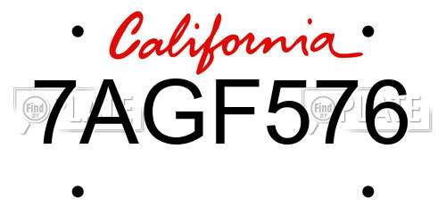 7AGF576 California License Plate