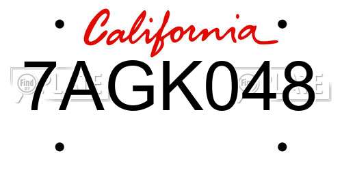 7AGK048 California License Plate