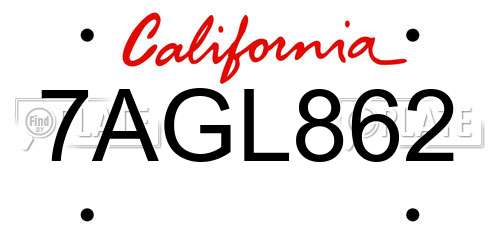 7AGL862 California License Plate