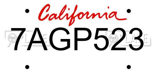 7AGP523 California License Plate